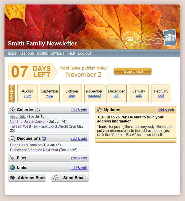 Newsletter front page.