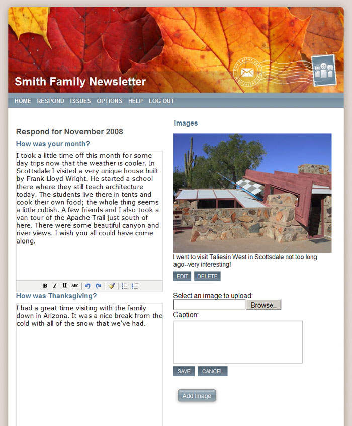 Responding to the newsletter.